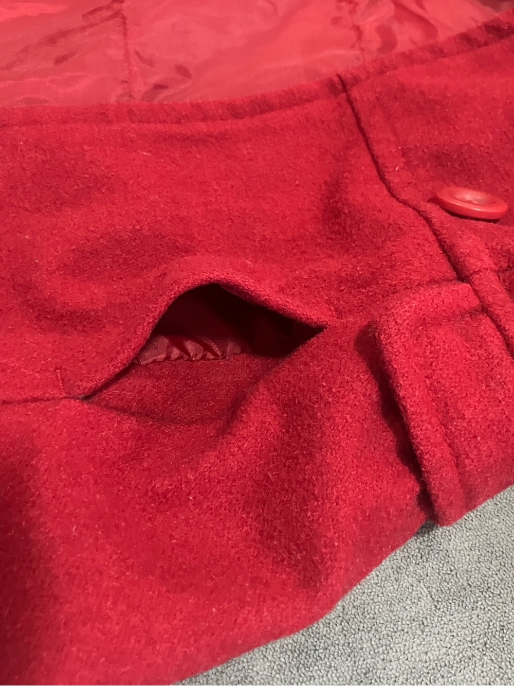 Old Navy Wool Blend Toddler Double Breasted Peacoat - Red - 12-18 Months - Picture 6 of 11